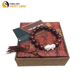 Vòng tay gỗ sưa đỏ mix tỳ hưu bạc, vòng tay gỗ phong thủy cầu bình an - may mắn - tài lộc