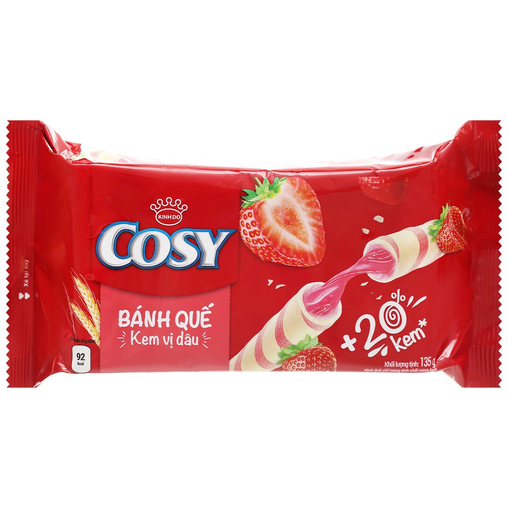 Bánh Quế Kem Cosy Vị Dâu (Gói 135g)