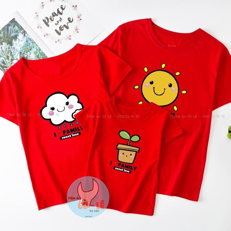 Áo Phông Gia Đình, Áo Thun Đồng phục Gia Đình In hình Dễ Thương Không Bong Tróc Chất Cotton