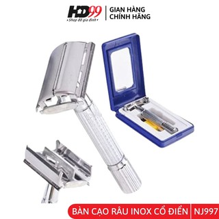 Dao Cạo Râu Inox NANJIE NJ997 Dụng Cụ Cạo Râu Lưỡi Lam Cổ Điển, Đẹp