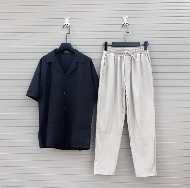 Áo Sơ Mi Nam Cổ Vest ngắn tay form rộng unisex nam nữ vải lụa | BigBuy360 - bigbuy360.vn