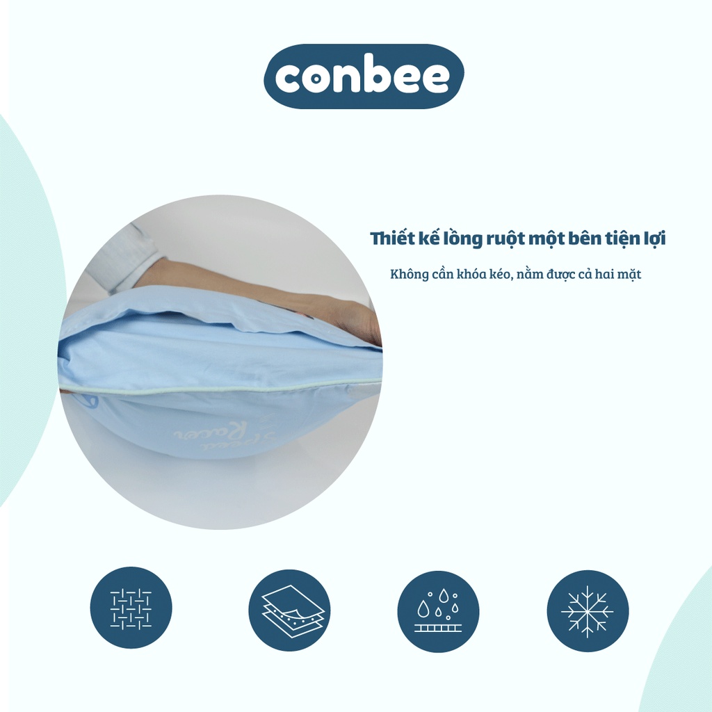 Vỏ gối cho bé 35x50cm Cotton Hàn Quốc Conbee, vỏ gối trẻ em Cotton 100% cho bé trai bé gái, áo gối trẻ em