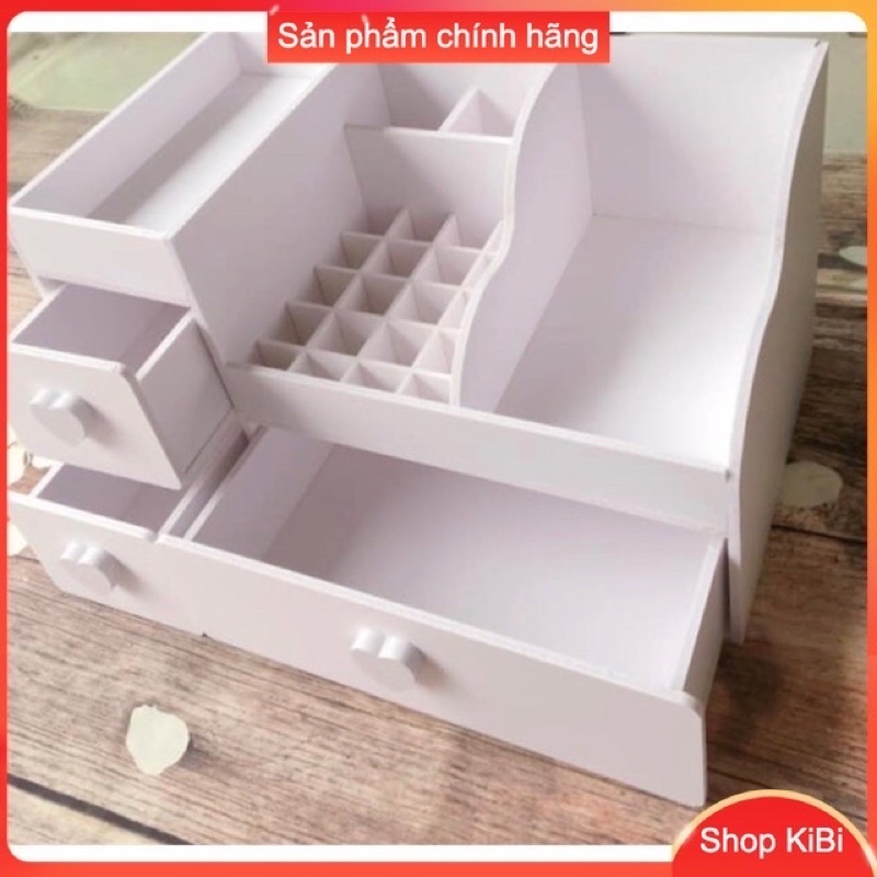 Kệ mỹ phẩm max 35cm màu trắng núm trái tim, hộp cọ son