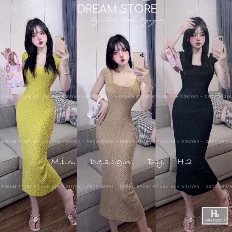 Váy body xốp cổ vuông sát nách xinh