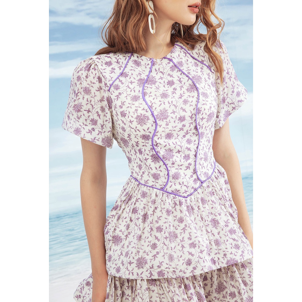 SÒ VINTAGE - JIMY Đầm hoa hở lưng xếp tầng | BigBuy360 - bigbuy360.vn