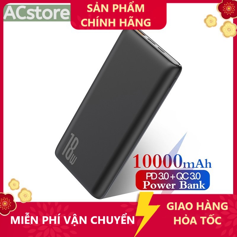 [ PD + QC 18W ]Pin dự phòng sạc nhanh Baseus Bipow 10000mAh tích hợp PD/QC công suất 18W 3 cổng sạc QC3.0+PD3.0