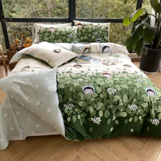Bộ Chăn Ga Gối Bé Gái Thỏ Cotton Poly