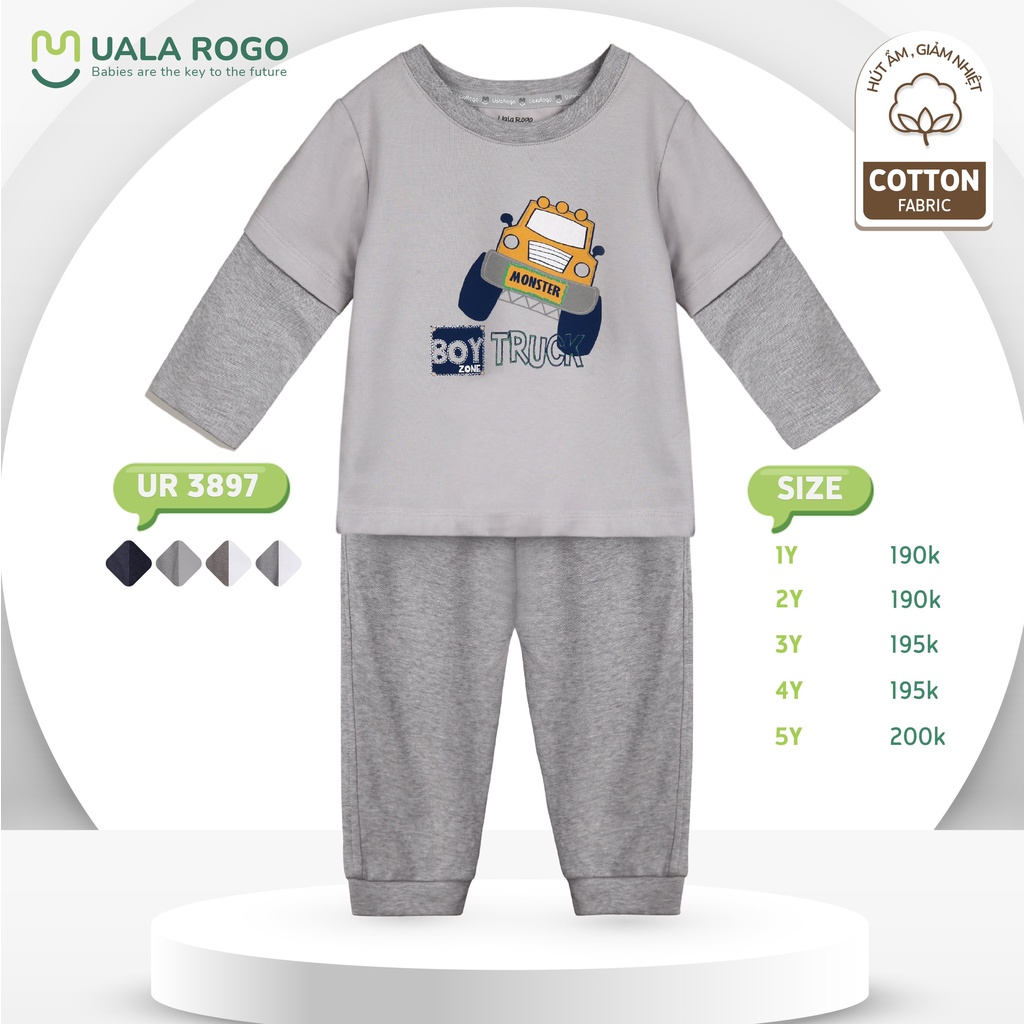 Bộ quần áo dài tay cotton in hình UalaRogo