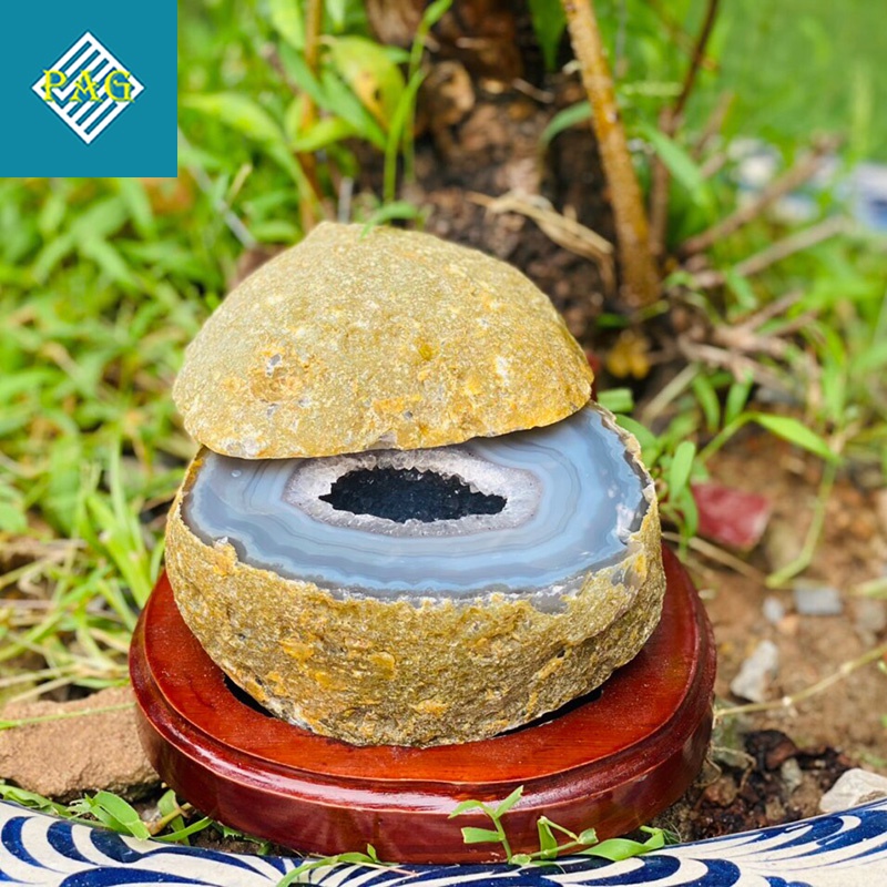 Bát Tụ Bảo Hốc Mã Não Thiên Nhiên Để Bàn Trang Trí Thu Hút Tài Lộc