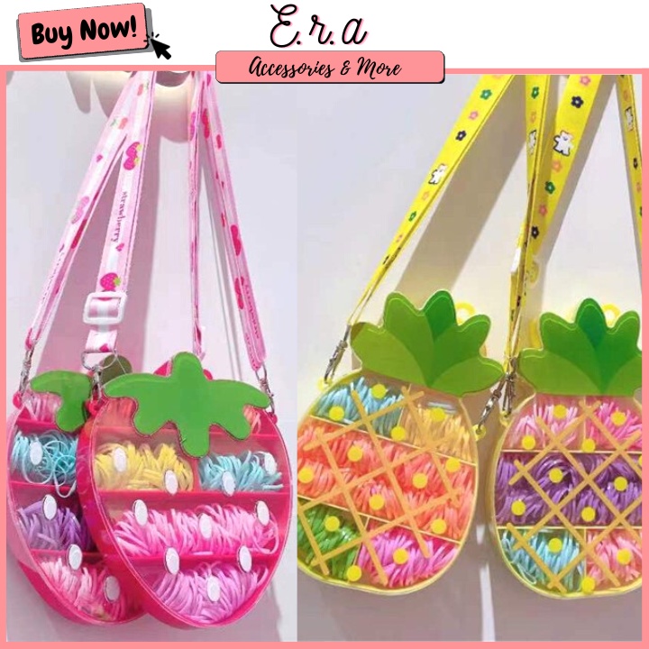 Túi Đeo Chéo Dâu Dứa Đựng Thun Bảy Sắc Cầu Vồng Cute ERASHOP 079641 - Thun Co Giãn, Nhiều Màu, Rẻ Đẹp