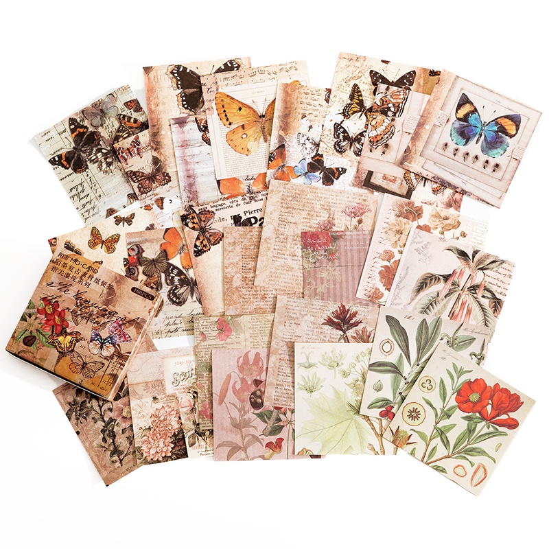 Set 100 tờ giấy in hình phong cách cổ điển dùng để trang trí sổ tay