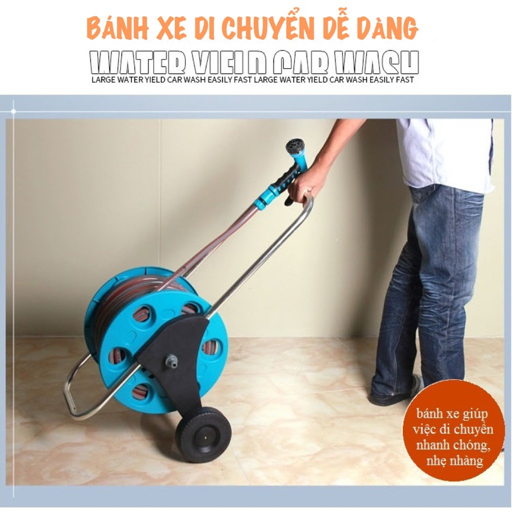 Bộ vòi tưới cây rửa xe Lionking từ 20 - 50 mét. Ống nước kết cấu 3 lớp, vòi phun nhựa 5 kiểu phun. Bao gồm rulo cuộn ống