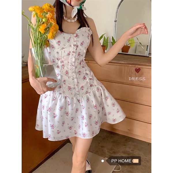 |KIMY DRESS| Đầm hai dây hoa hở eo TLÉA