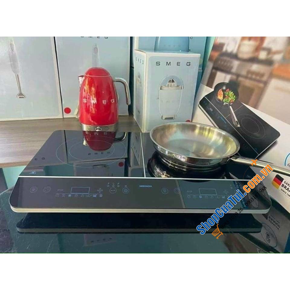 Bếp từ đôi Medion hai vùng nấu nhỏ gọn -Thiết kế đặt dương - Hàng thương hiệu Đức