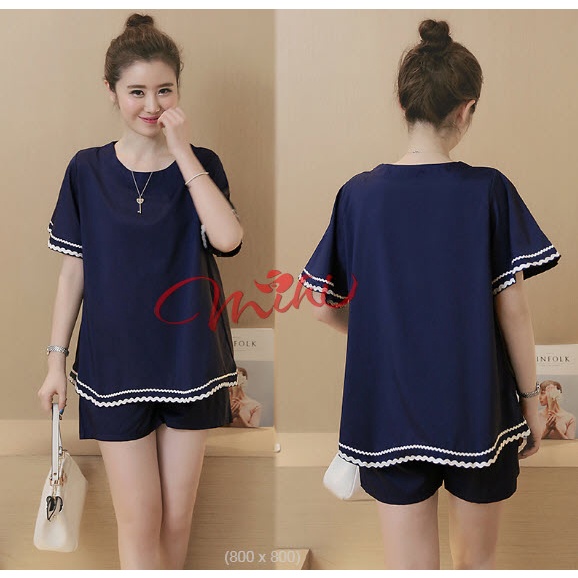 Bộ bầu lửng, đùi tay cộc chất mềm mát  - Đồ quần áo ngủ mặc nhà thời trang đẹp cao cấp cho mẹ bầu mùa hè giá rẻ Bigsize