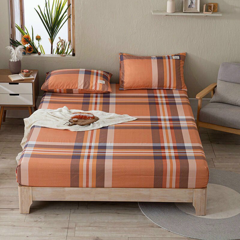 Sét ga gối Cotton Tici kẻ phong cách Hàn Quốc bo chun đủ kích cỡ, các size nệm - Ngân Khánh Bedding Decor drap giường