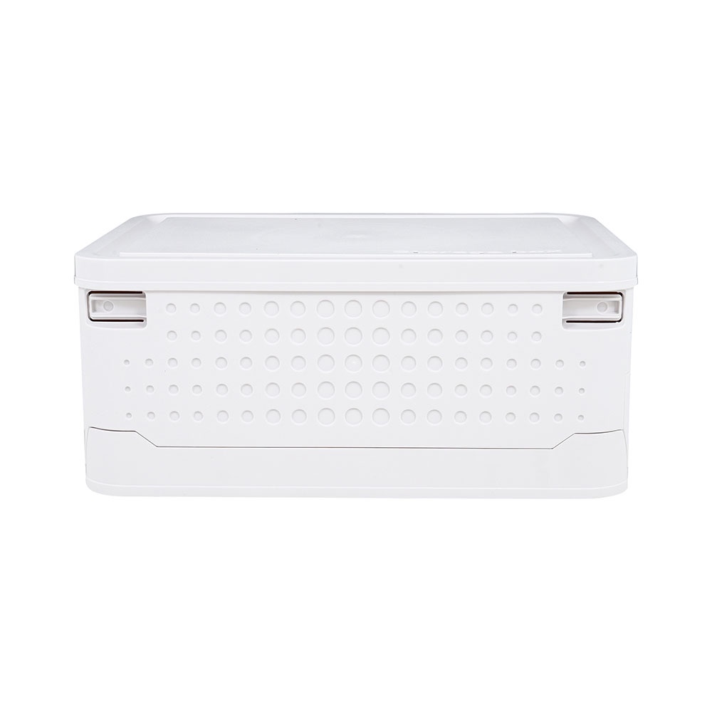 HomeBase STACKO Thùng đựng đồ bằng nhựa gấp được có nắp YUKI W46xD33xH19.5 Cm màu trắng