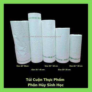2 kí túi ni lông đựng thực phẩm - phân hủy sinh học - dạng cuộn - màu trắng sữa - 4 size