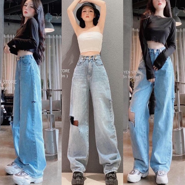 [Mã 44FASHIONSALE492 giảm 10K đơn 50K] QUẦN JEANS DÁNG SIÊU DÀI RÁCH DÁNG XUÔNG- [hình thật | BigBuy360 - bigbuy360.vn