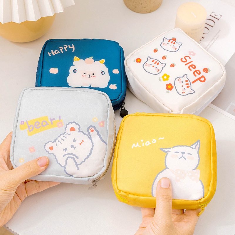 Túi Đựng Băng Vệ Sinh / Khăn Ăn Cỡ Lớn Họa Tiết Hoạt Hình Dễ Thương Cho Bé Gái
