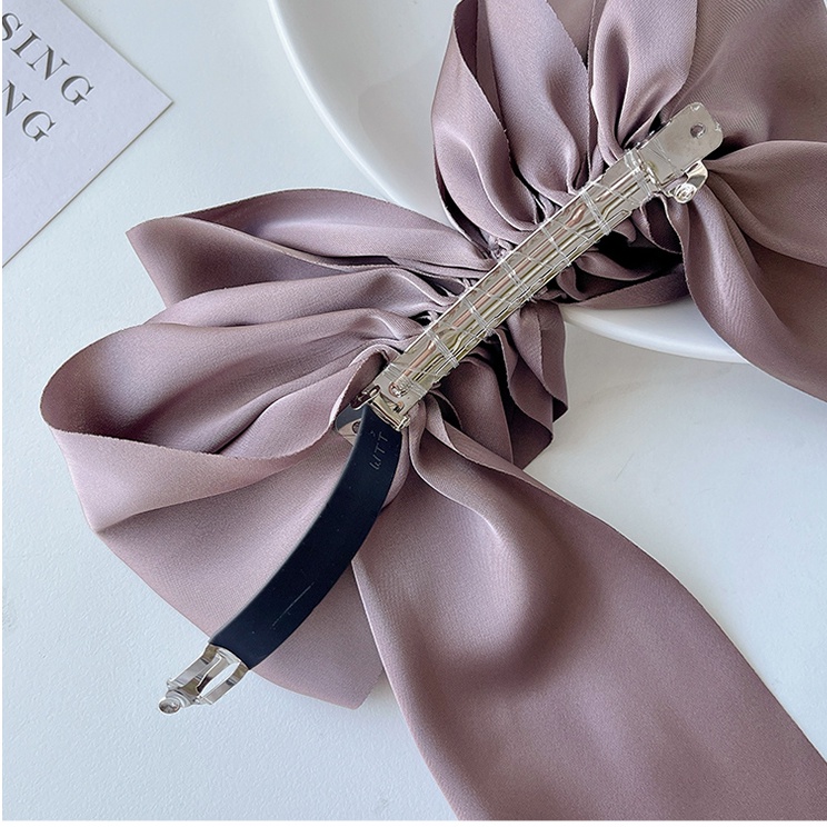 Kẹp Tóc Nơ Ruy Băng Nhiều Lớp Màu Đen Phong Cách Pháp Thời Trang Mùa Xuân Cho Nữ