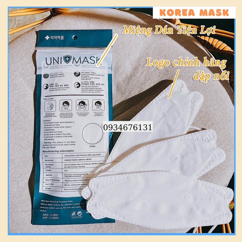 Sỉ Thùng 300 Chiếc Khẩu trang 4 Lớp KF94 UNI MASK Chống Bụi Mịn Và Kháng Khuẩn Hàng Cao Cấp