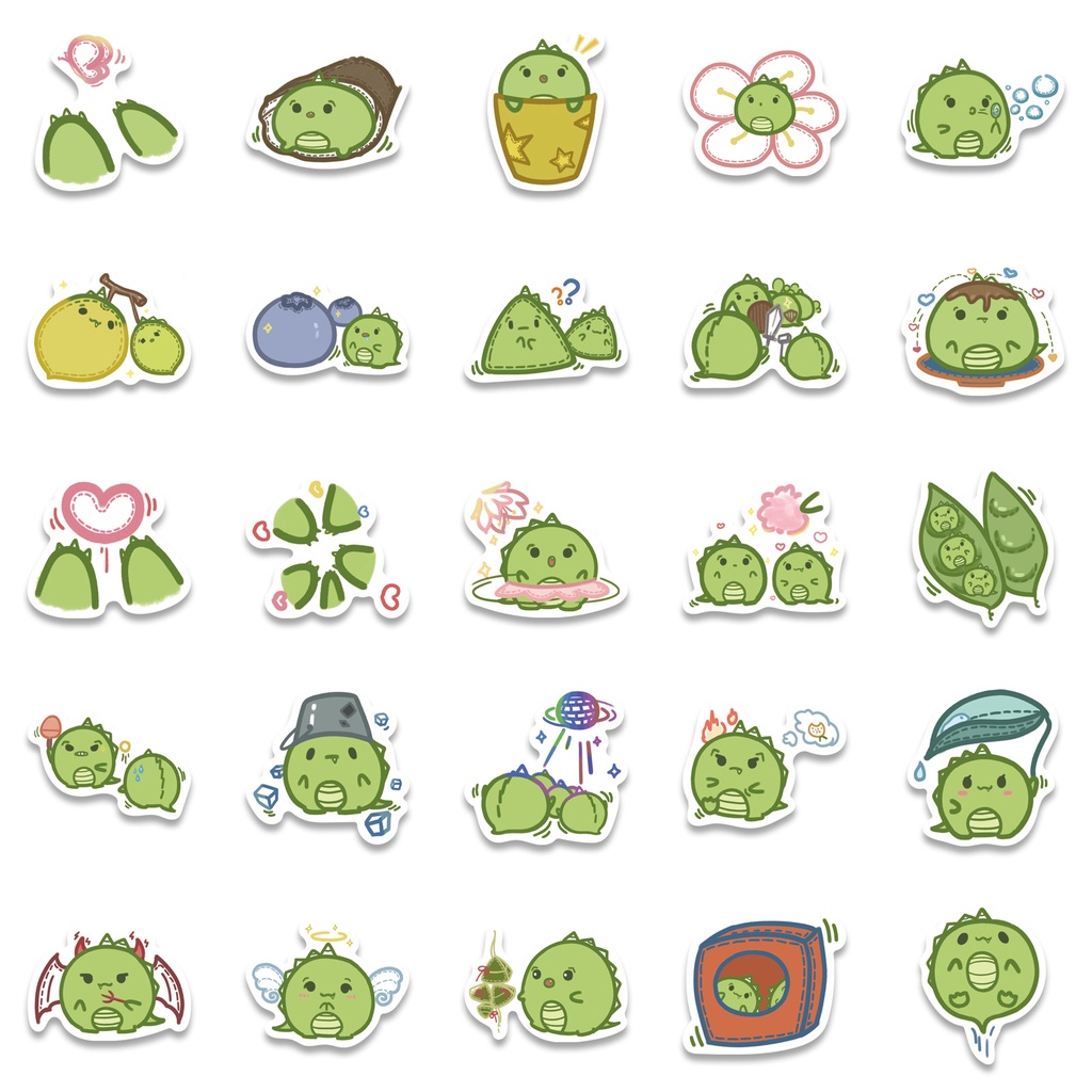 Bộ 50 Miếng Dán Hình Khủng Long Hoạt Hình Dùng Trang Trí Sổ Tay/Laptop