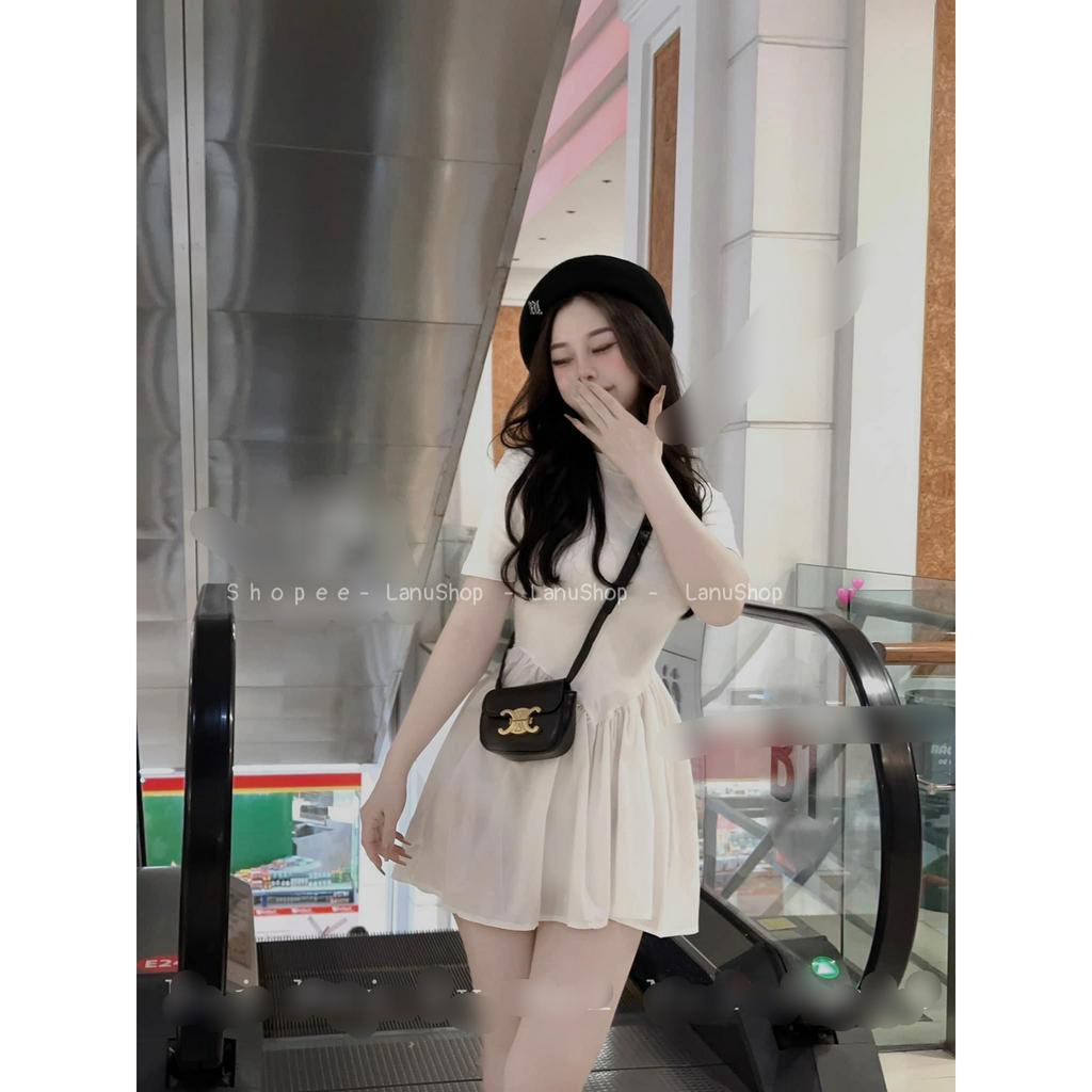 [Sẵn]Áo váy giấu quần siết eo tôn dáng ,Áo chất mát chân váy siêu xoè kèm ảnh thật Lanushop