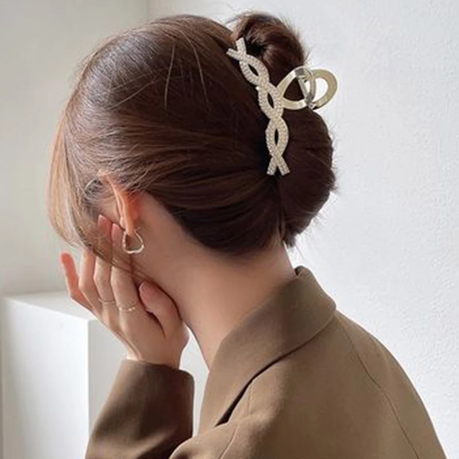 Kẹp tóc kim loại màu bạc thời trang dành cho nữ