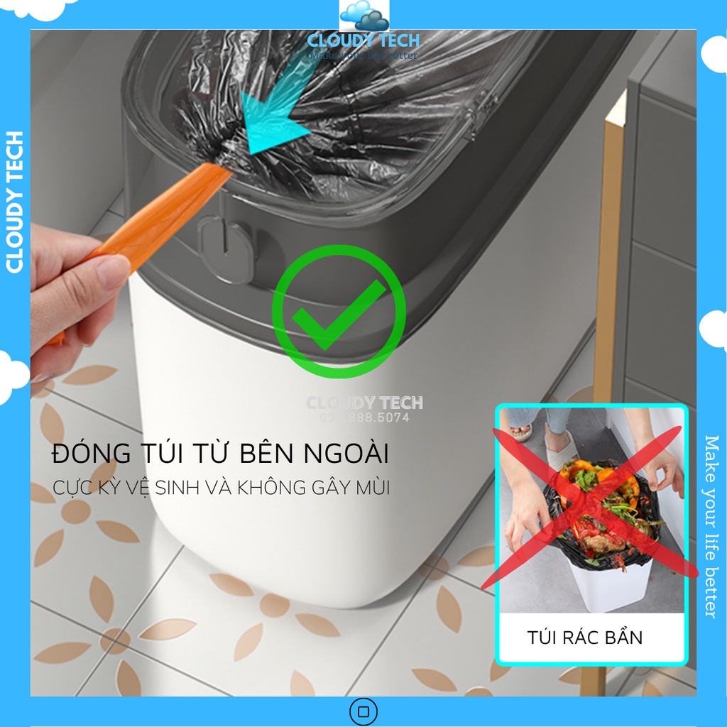 Thùng rác thông minh,thùng rác tự động đóng gói có nắp đậy sử dụng cho nhà vệ sinh,phòng ngủ,văn phòng,nhà bếp,nhà