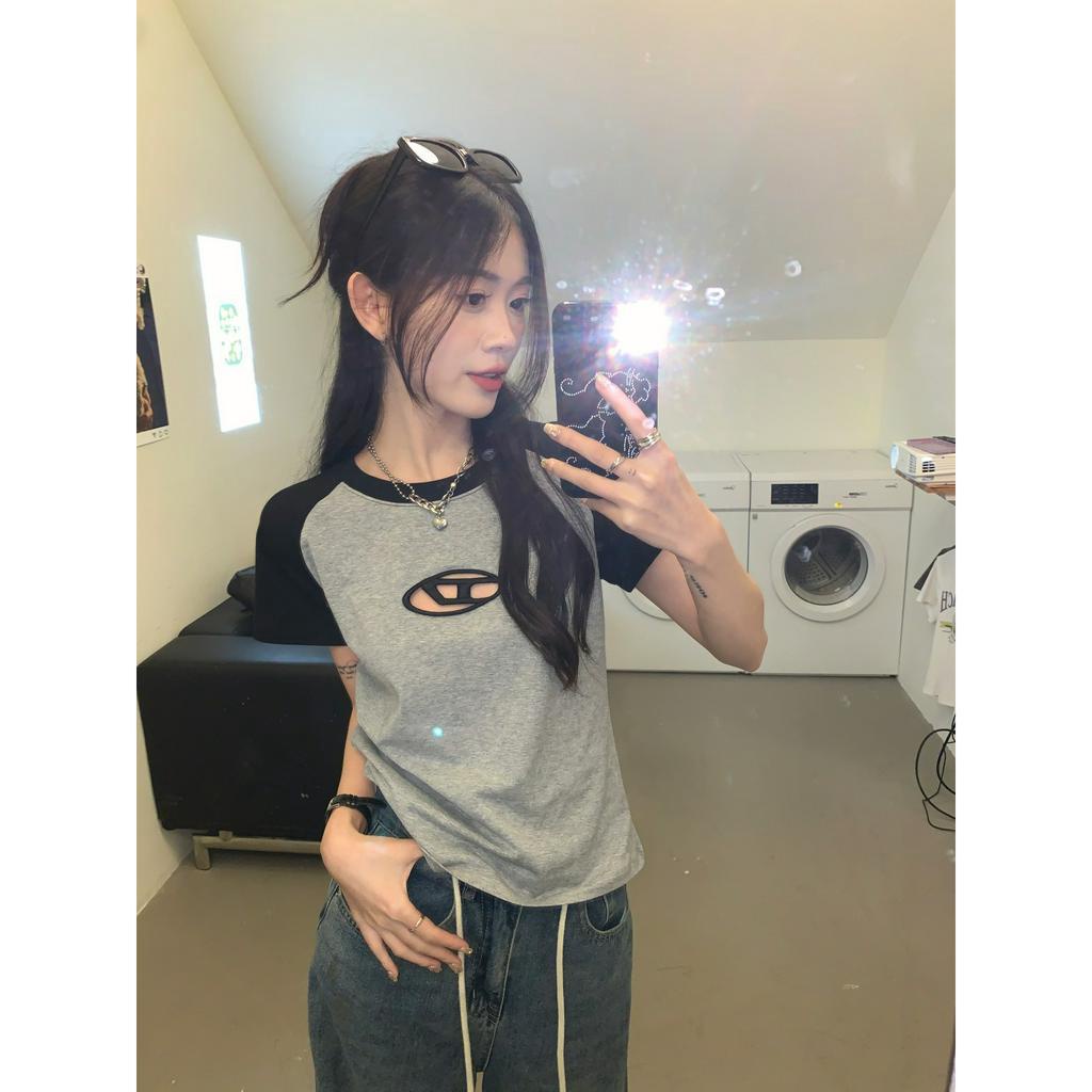 「 WELOVE1 」Áo Thun 100% Cotton Tay Ngắn Dáng Rộng Màu Xám Thời Trang Mùa Hè Phong Cách Hàn Quốc Cho Nữ