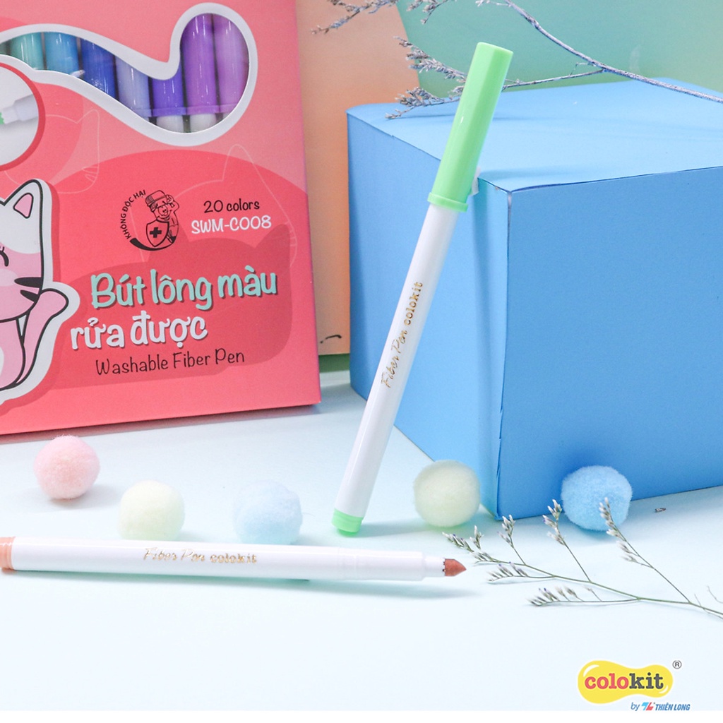 Bộ 20 màu Pastel Washable Fiber Pen Thiên Long Colokit SWM-C008