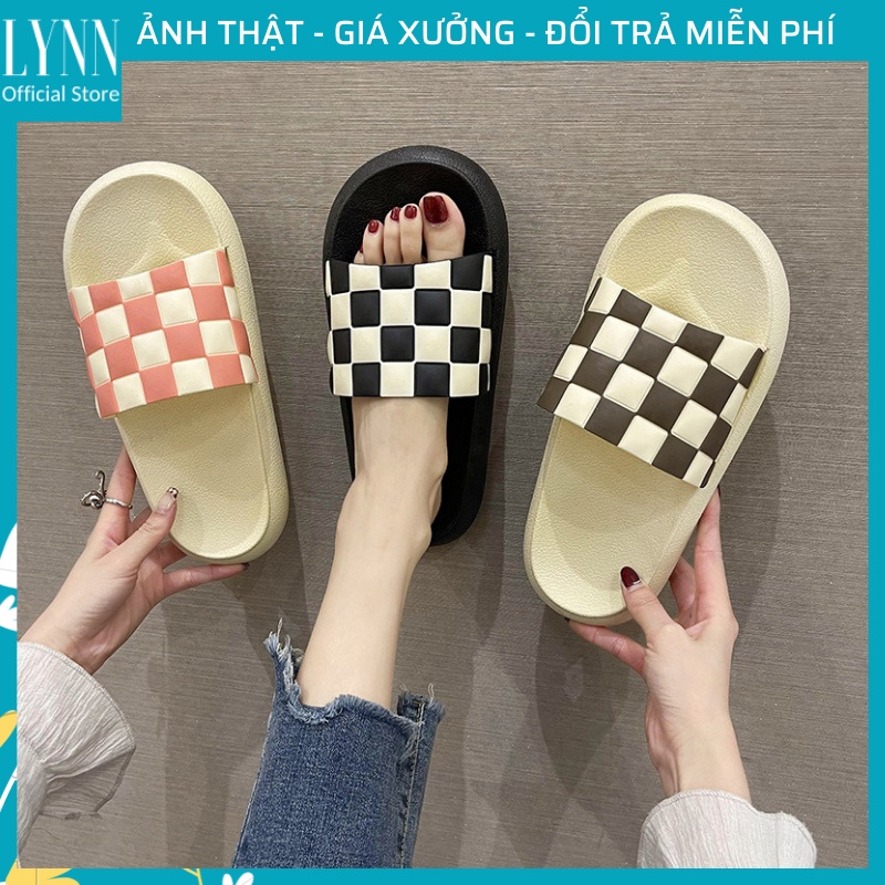 Dép bánh mỳ đế cao 3cm quai caro 🔥 FREESHIP🔥 Dép quai ngang siêu êm siêu bền