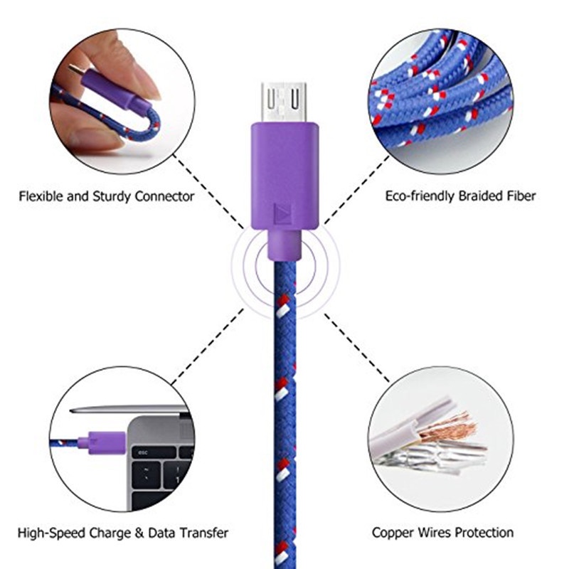 Cáp sạc type c USB-C Cáp điện thoại di động 1M / 2M / 3M C Cáp sạc nhanh USB cho Samsung S10 Plus Cáp nylon bện Huawei