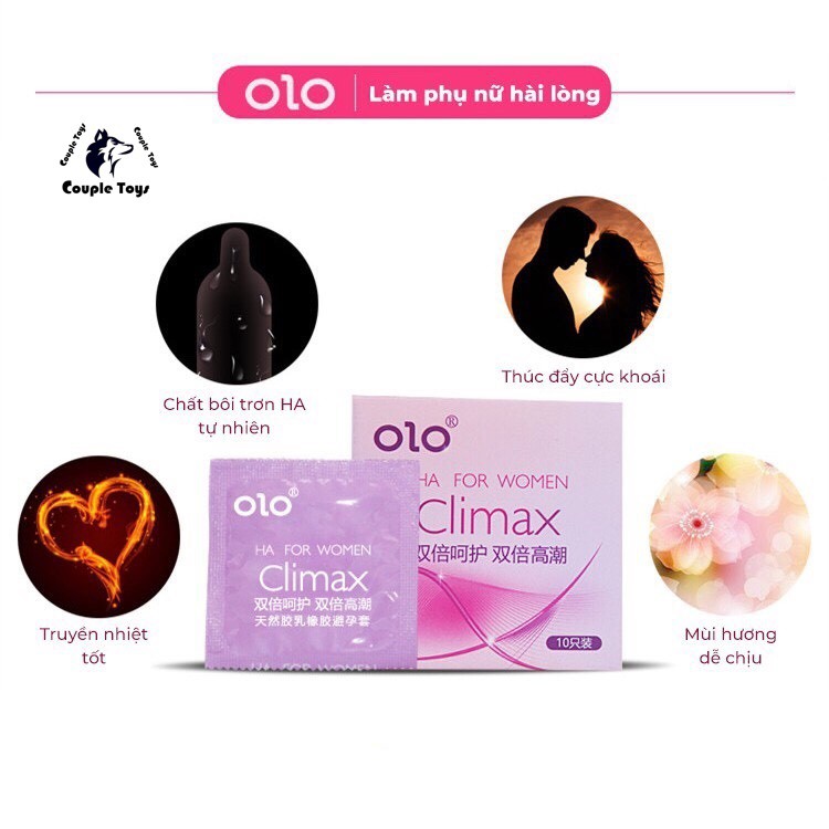 OLO CLIMAX tím Bao cao su SIÊU PHẨM có gai (936 gai) 10 cái