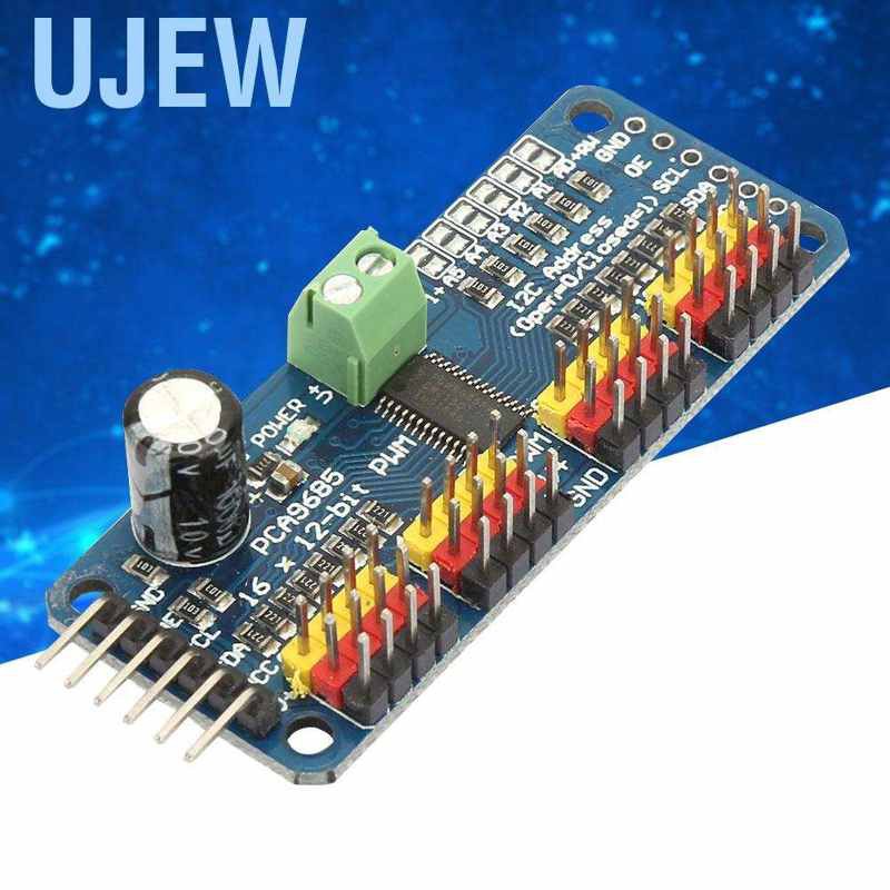 Bảng mạch mô đun động cơ Servo Ujew PCA9685 16 kênh 12Bit PWM I2C 40~1000Hz 5V cho robot