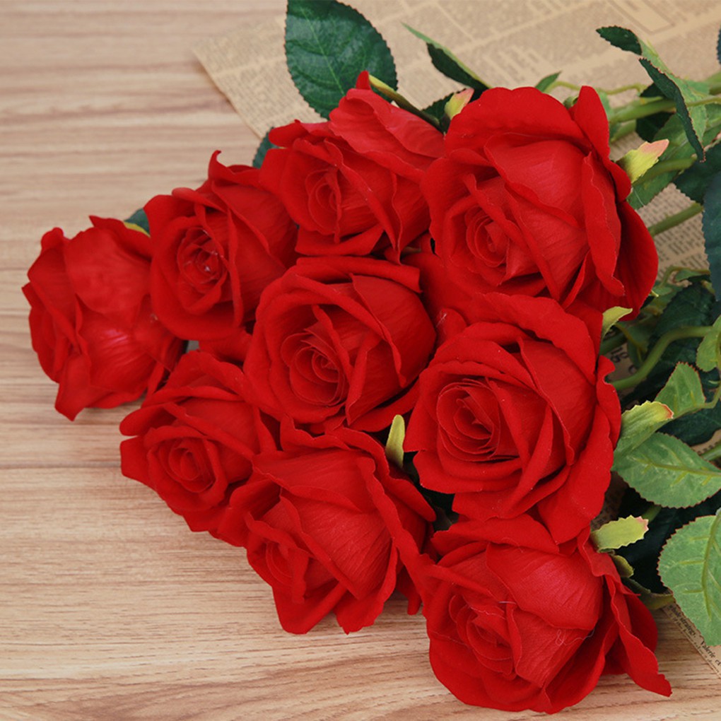 Artificial Rose Flannel Artificial Flowers Real-like Wedding Home Decor
