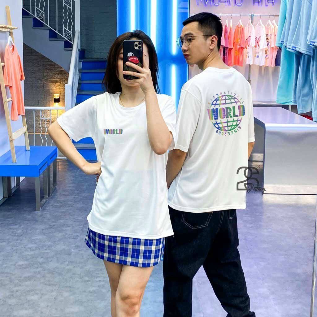 &lt;FREE SHIP&gt; Áo thun nam nữ unisex tay lỡ in phản quang chất thun co giãn 4 chiều (psworld)