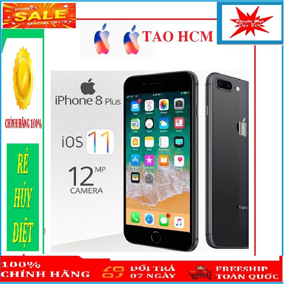 ĐIỆN THOẠI IPHONE 8 PLUS 64GB QUỐC TẾ fullbox bảo hành 12 tháng,Có kháng nước ,vân tay,kết nối ,Camera wifi,