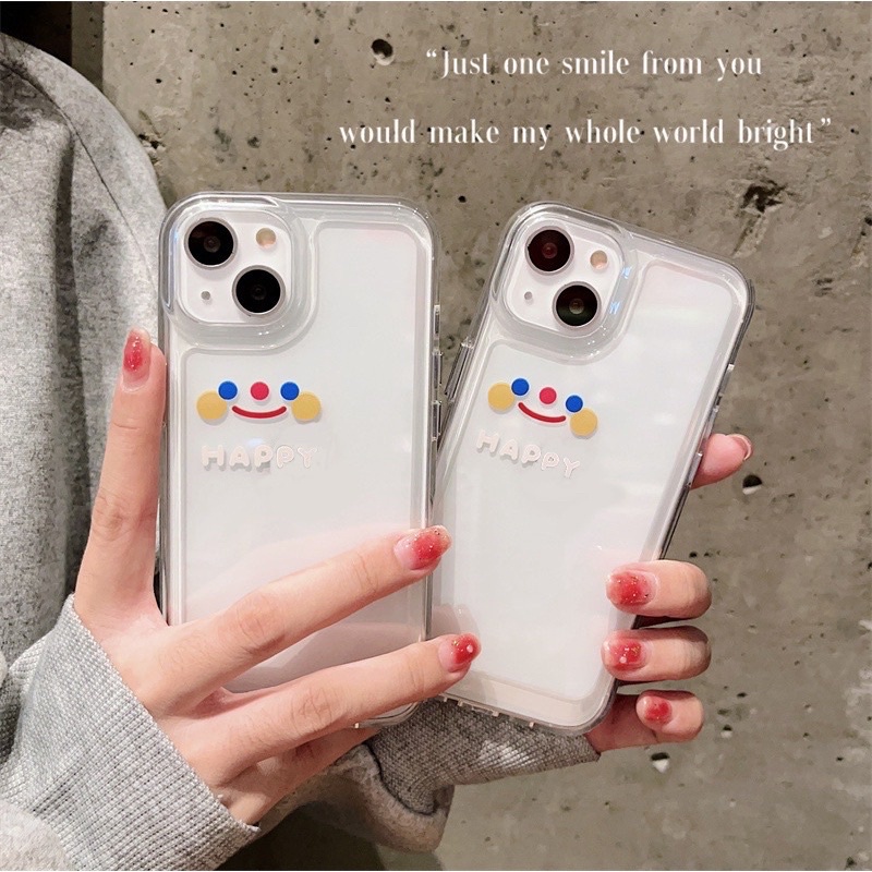 (SIÊU RẺ) Ốp lưng iphone trong siêu dày chống va đập mặt cười happy 7plus/8/8plus/x/xr/xs/11/12/13/pro/max/plus/promax
