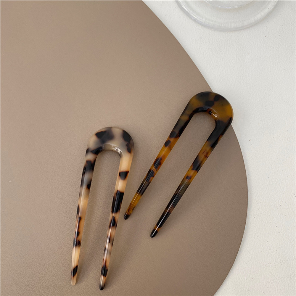 Trâm Cài Tóc Thiết Kế Hình Chữ U Họa Tiết Da Báo Nhiều Màu Sắc Thời Trang Nữ 2life