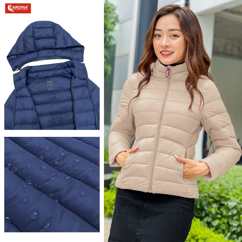 Áo phao nữ CARDINA Nhật Bản chất gió trơn trần bông siêu nhẹ cao cấp kiểu dáng nữ tính, màu sắc đẹp cá tính