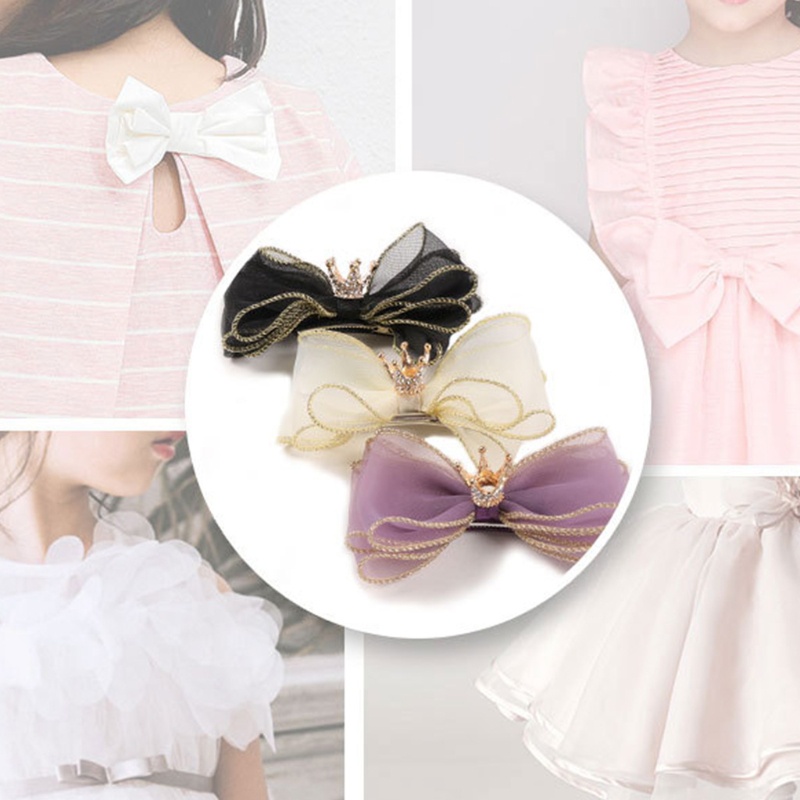Kẹp Tóc Đuôi Ngựa Hình Vương Miện Lớn Bằng Vải Organza Cho Nữ Giá Đỡ