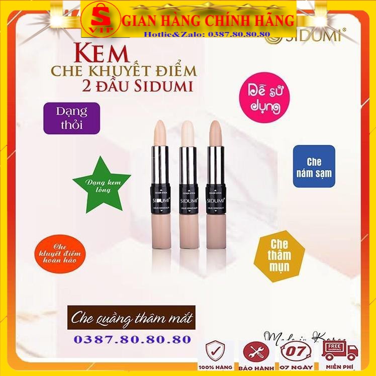 [ AUT - HÀNG XỊN ] Kem che khuyết điểm 2 đầu cao cấp chính hãng Sidumi hàn quốc/ Kem che khuyết điểm cho nam nữ kiềm dầu