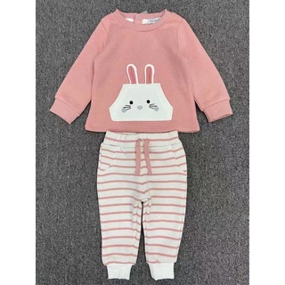 Bộ nỉ thỏ hồng Primark sz 3m-3y