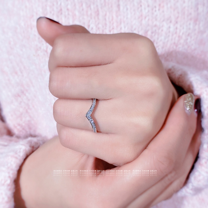 925 Silver Plated Ring With Artificial Diamonds Korean Style Fashion