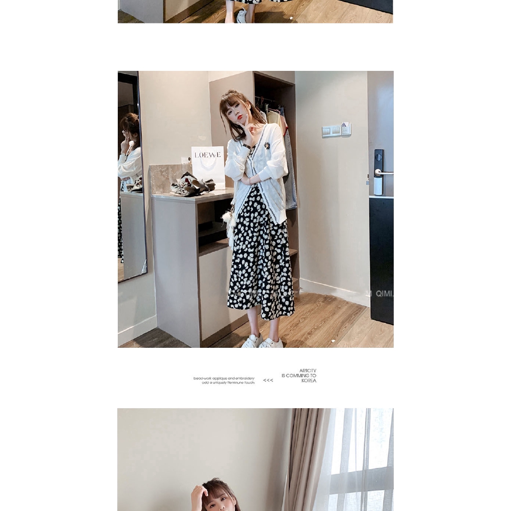 Đầm chiffon in hoa cúc nhỏ