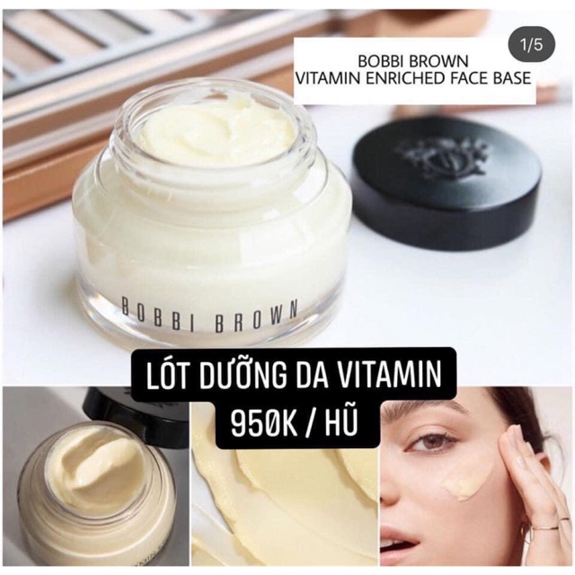 Kem lót dưỡng da che phủ lỗ chân lông cho lớp nền siêu căng mịn kem lót Bobbi Brown vitamin enricher face base