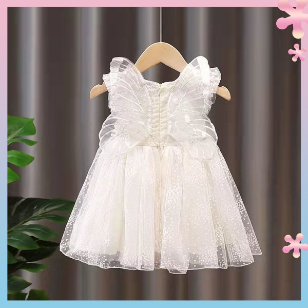 Đầm Công Chúa Phồng Vải Gạc Màu Trắng Hình Bướm Phong Cách Phương Tây Mùa Hè Kiểu Phương Tây Thời Trang Mùa Hè Dành Cho Bé Gái 2022