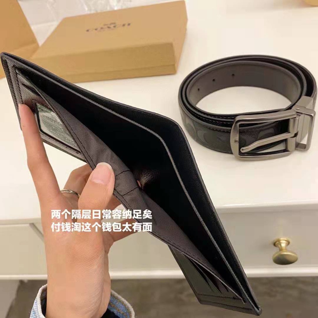 Set ví da và thắt lưng thời trang sang trọng cho nam 120cm